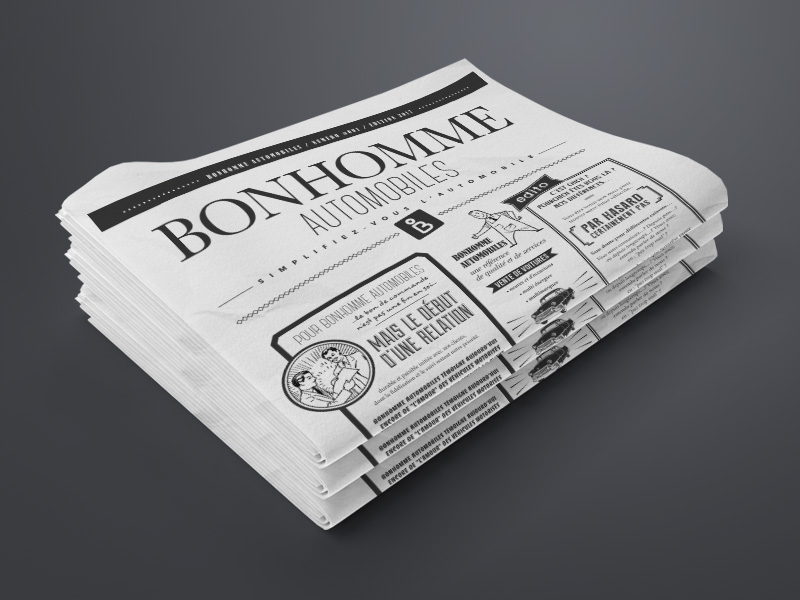 réalisation gazette Bonhomme Automobiles | Travail Associé Agence Communication Lyon et Valence